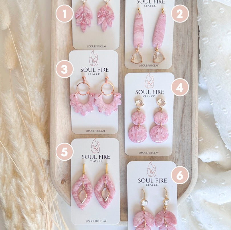 Pretty Pink Marble Statement Earrings