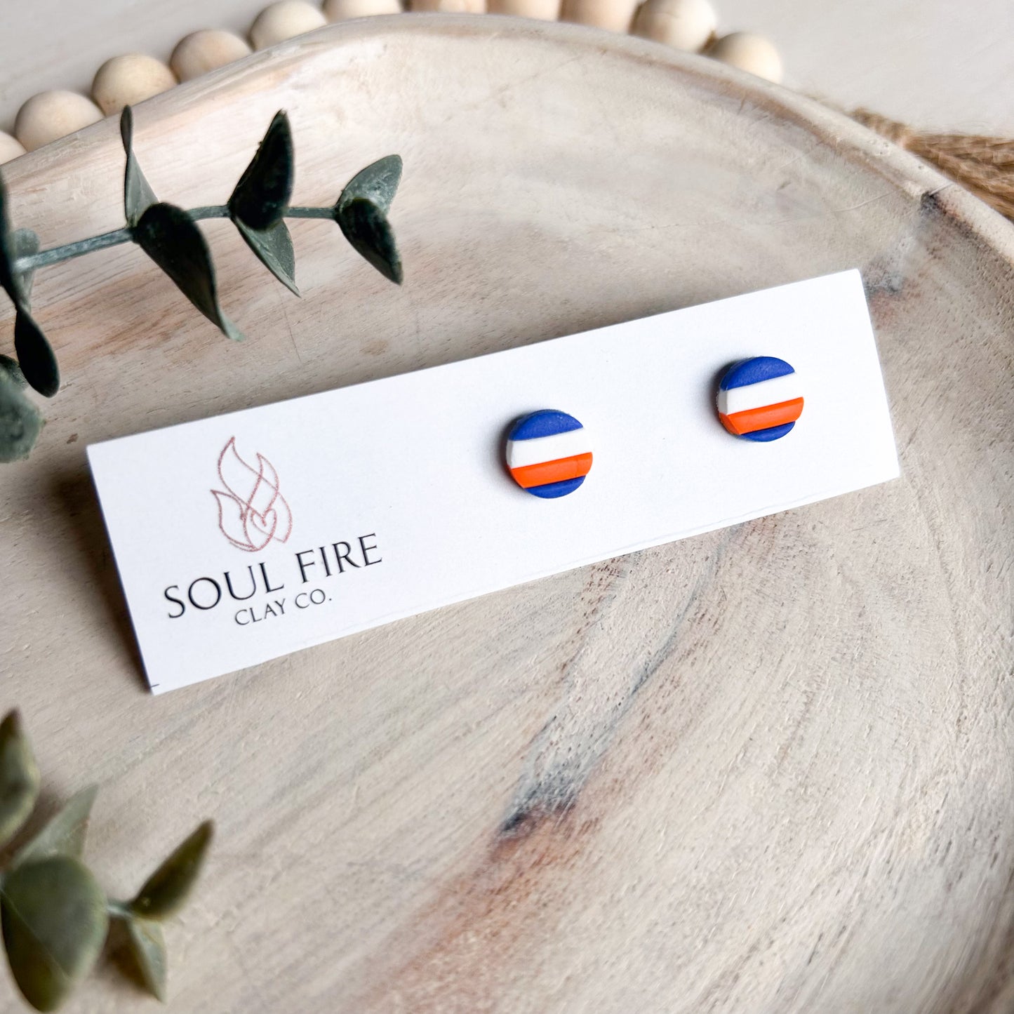 Edmonton Oilers - striped stud - Statement Earrings