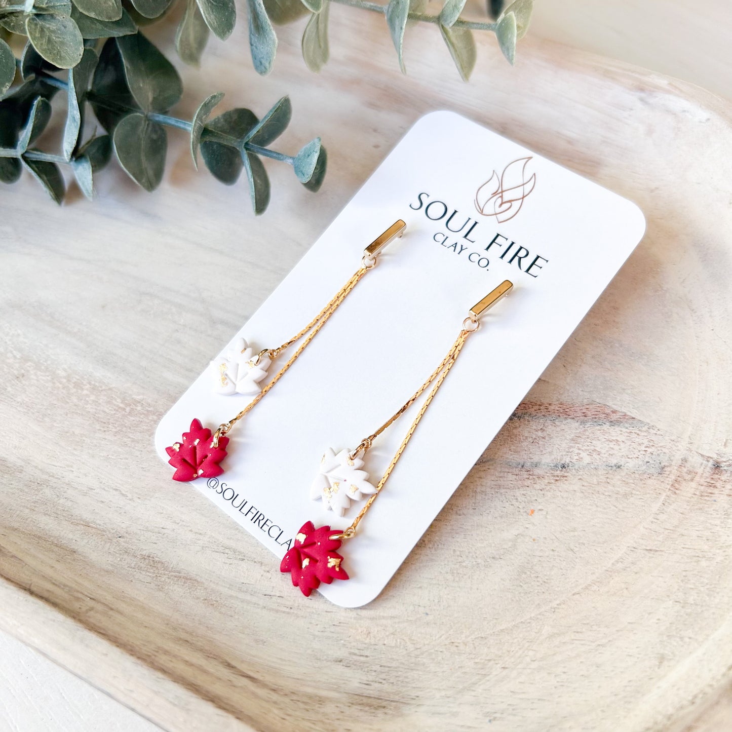 Canada day - maple leaf chains - statement Earrings