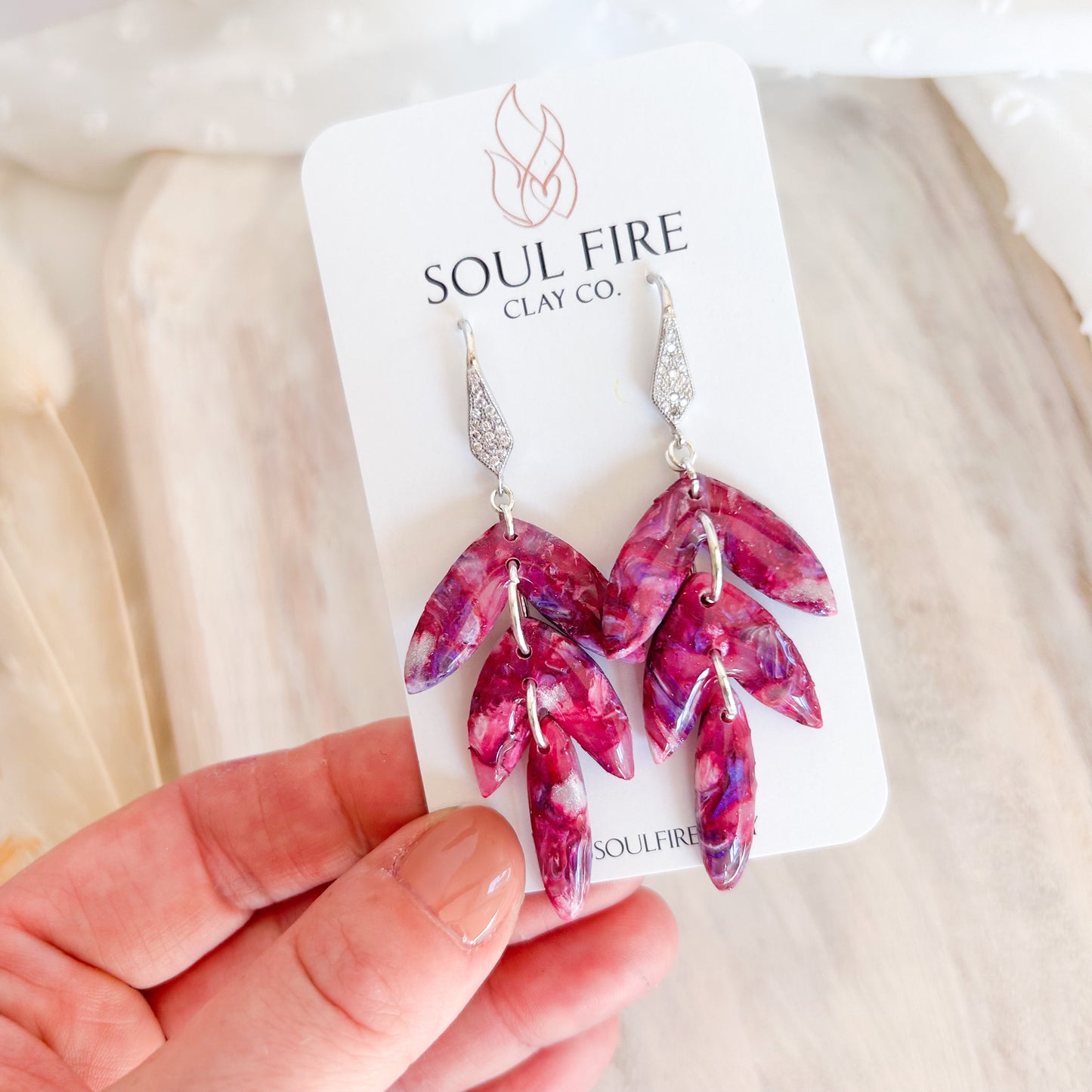 Magenta Marble statement Earrings