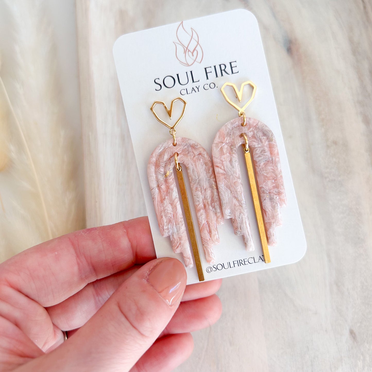Soft Pink Marble Statement Earrings