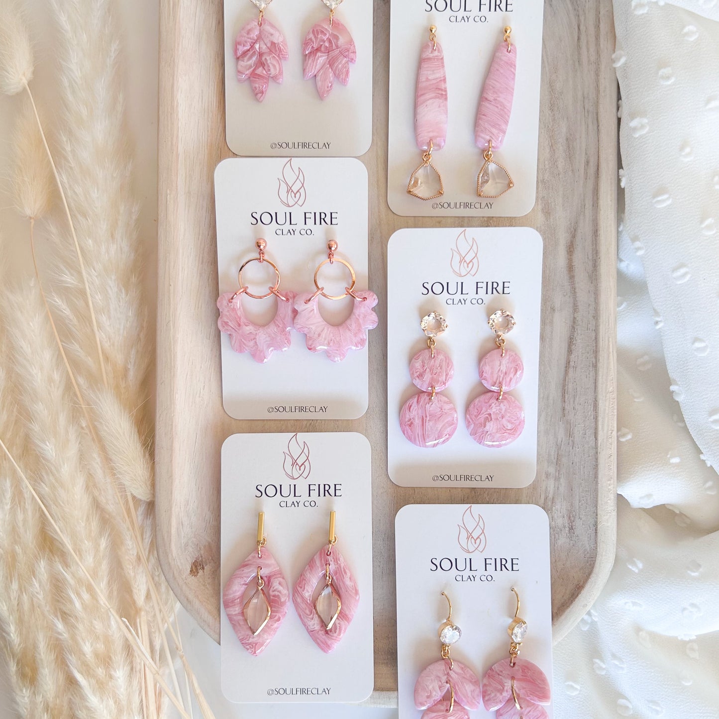 Pretty Pink Marble Statement Earrings