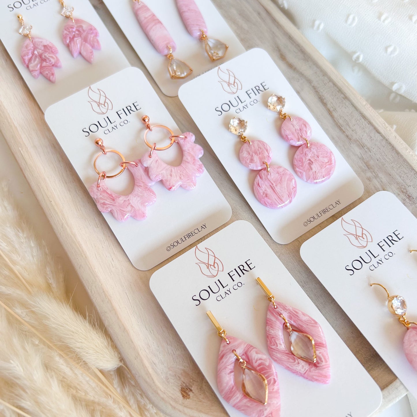 Pretty Pink Marble Statement Earrings