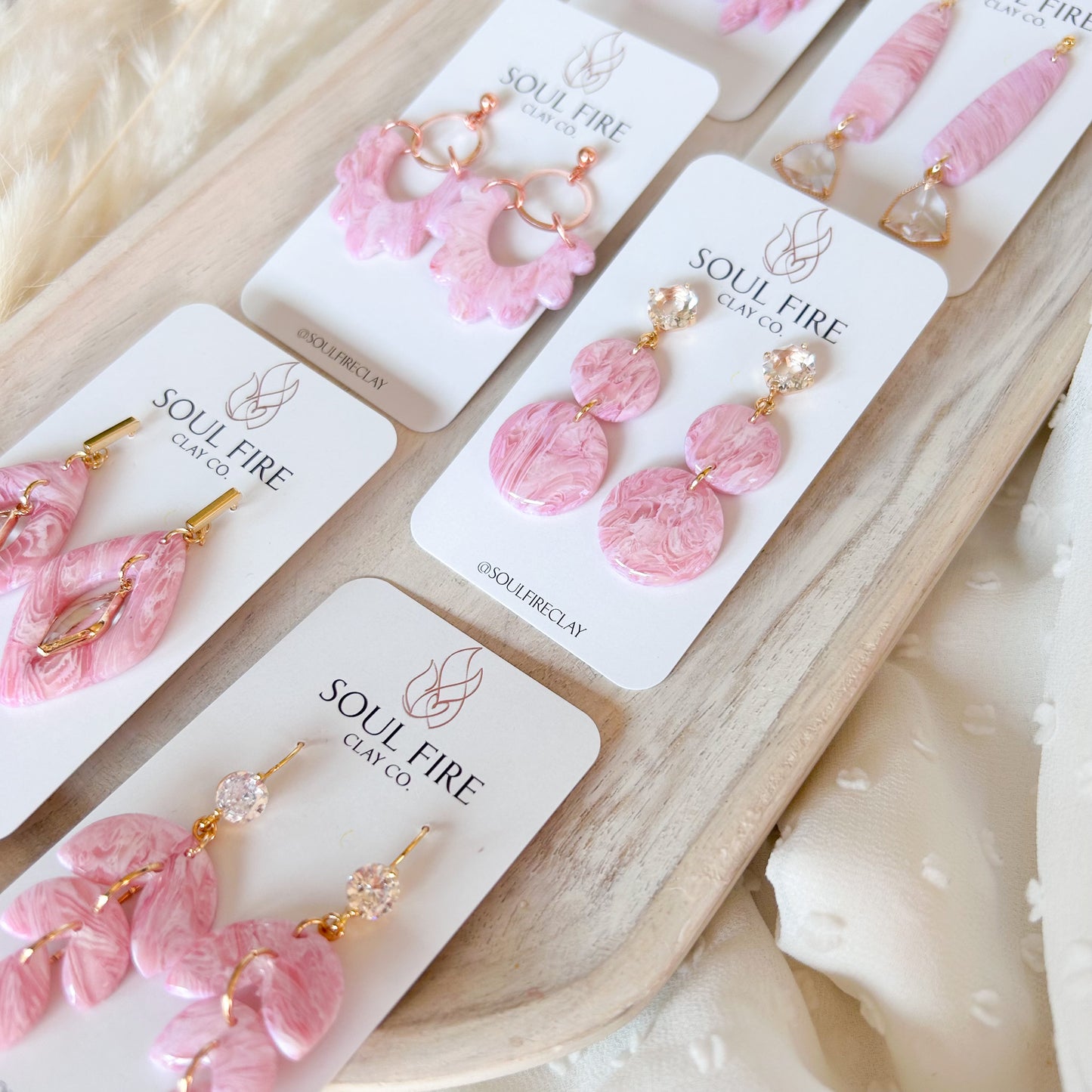 Pretty Pink Marble Statement Earrings