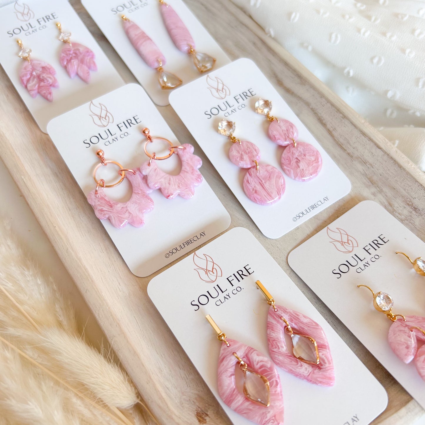 Pretty Pink Marble Statement Earrings