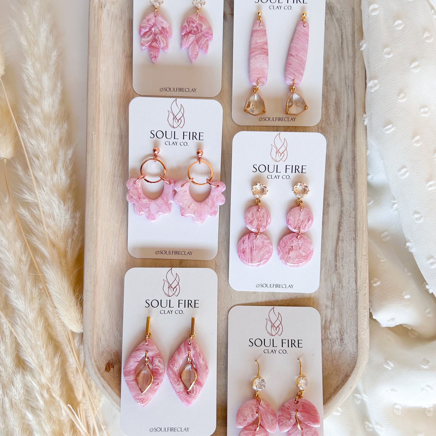 Pretty Pink Marble Statement Earrings