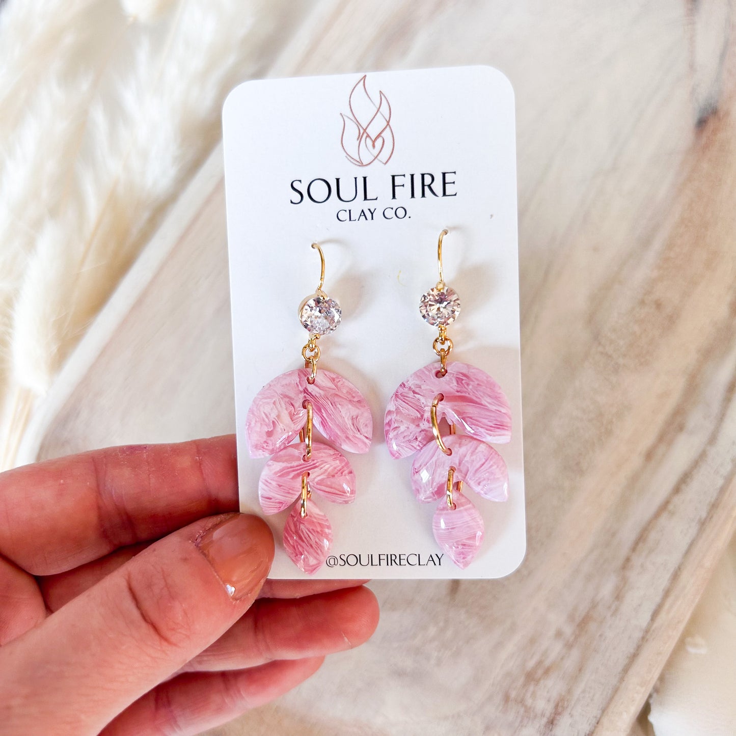 Pretty Pink Marble Statement Earrings