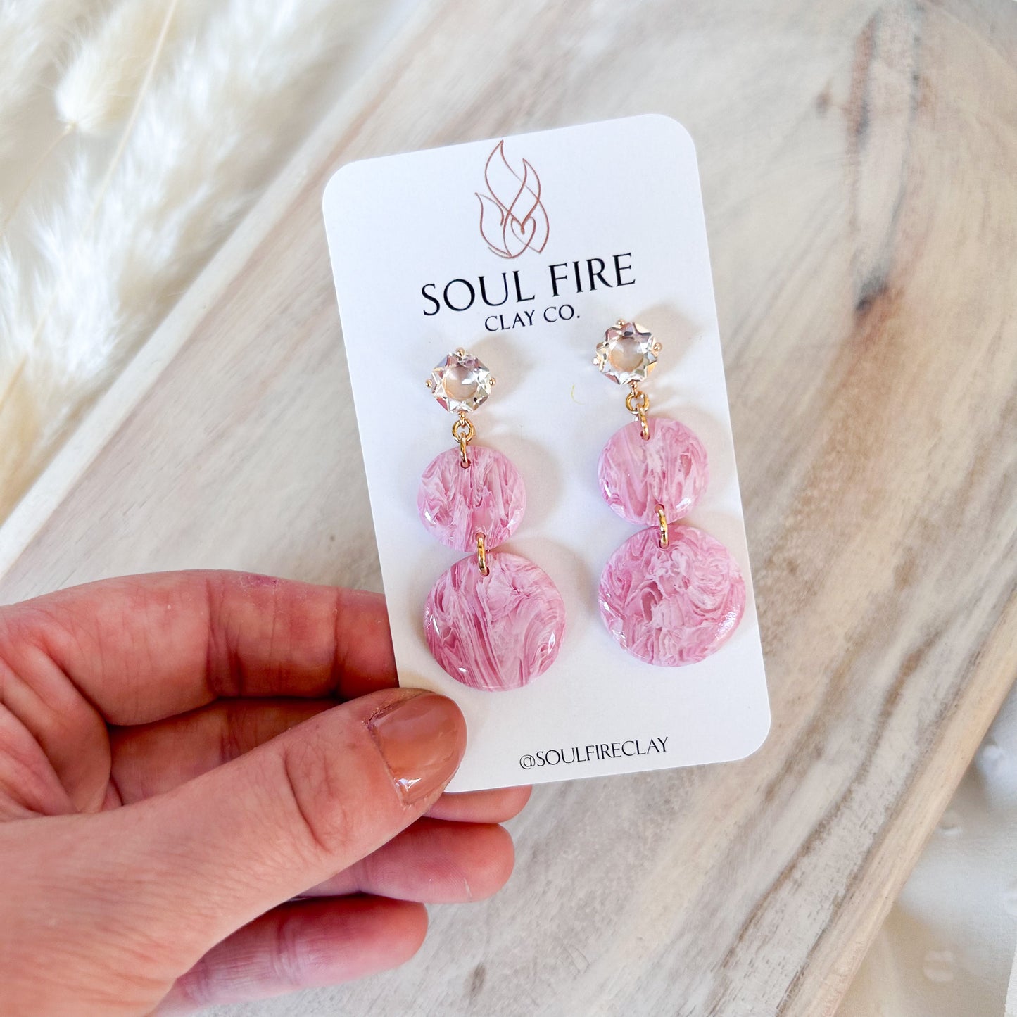 Pretty Pink Marble Statement Earrings