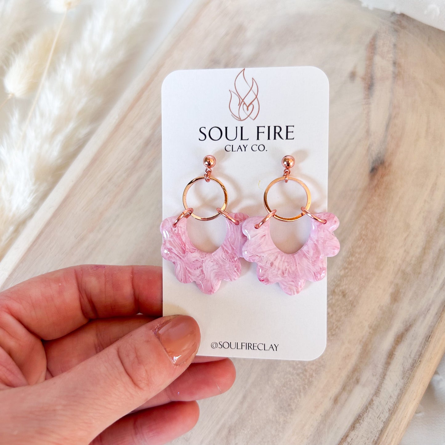 Pretty Pink Marble Statement Earrings