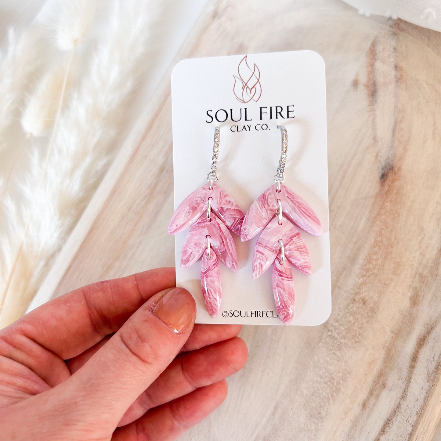 Pretty Pink Marble Statement Earrings