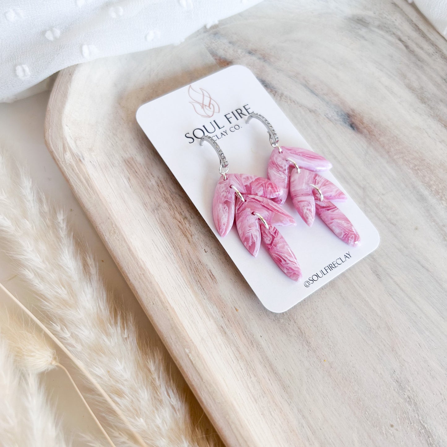 Pretty Pink Marble Statement Earrings