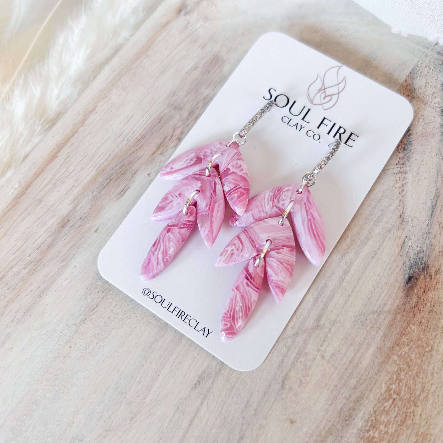Pretty Pink Marble Statement Earrings