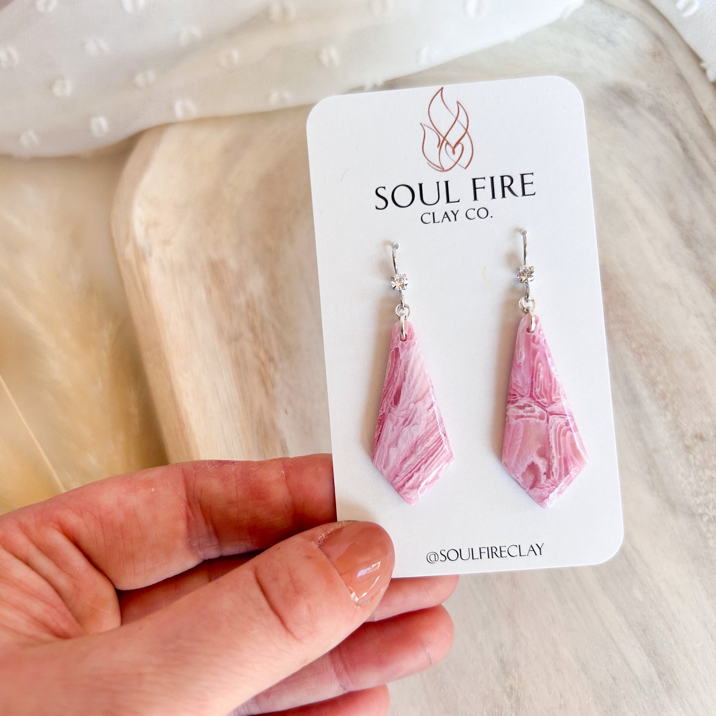 Pretty Pink Marble Statement Earrings