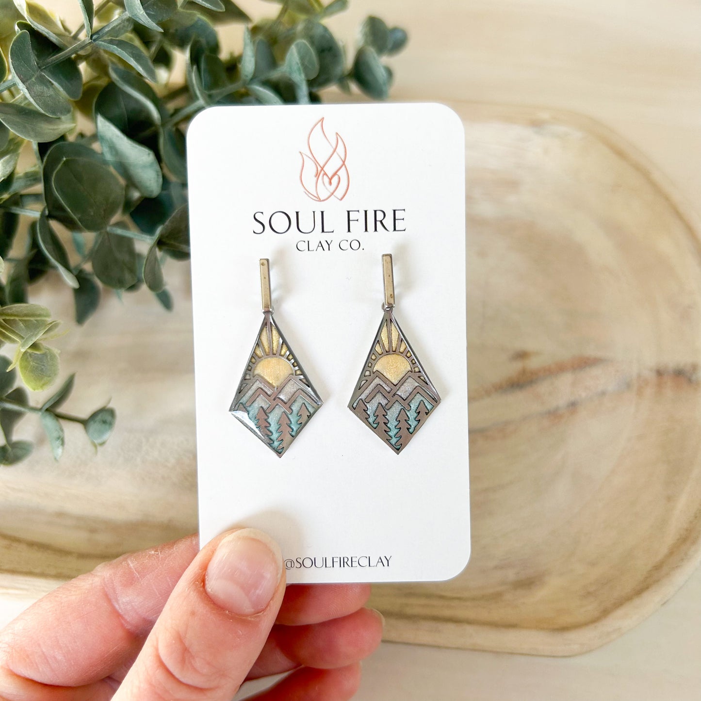 Mountain Peaks Sunrise - Fall Statement Earrings