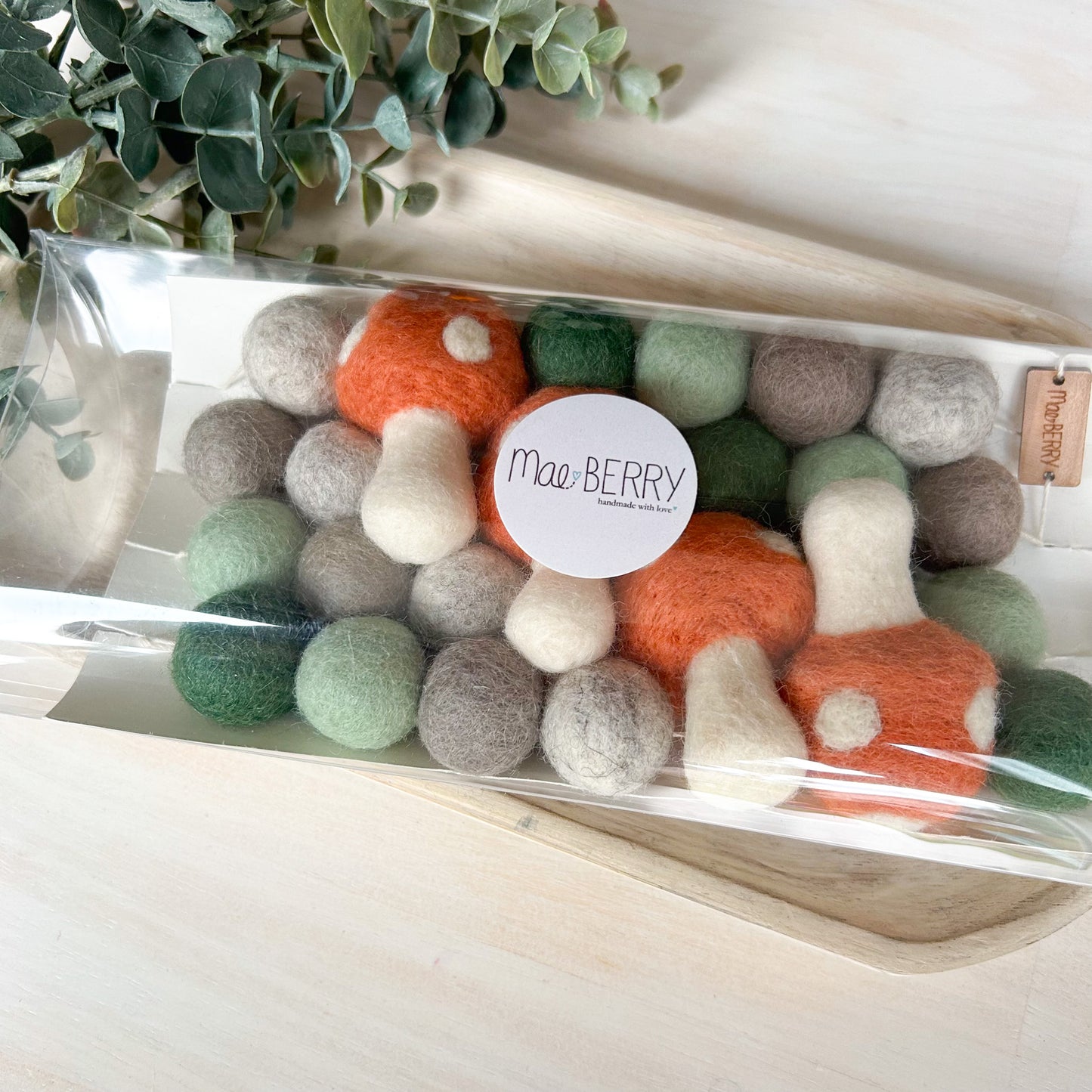 Paprika Mushroom - Rust Toadstool - Fall Felt Garland