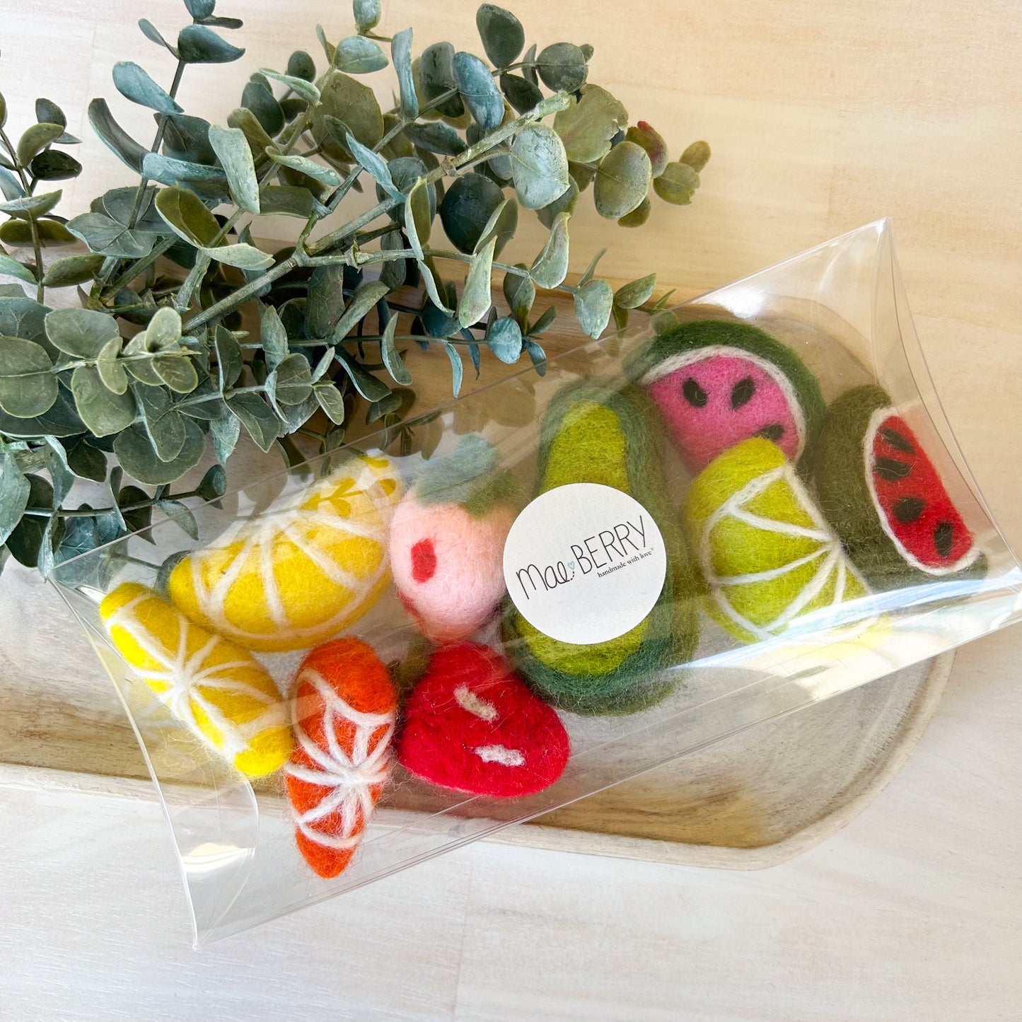 Fruits - Loose Felt Pieces - Sensory Play - Tiered Tray Decor