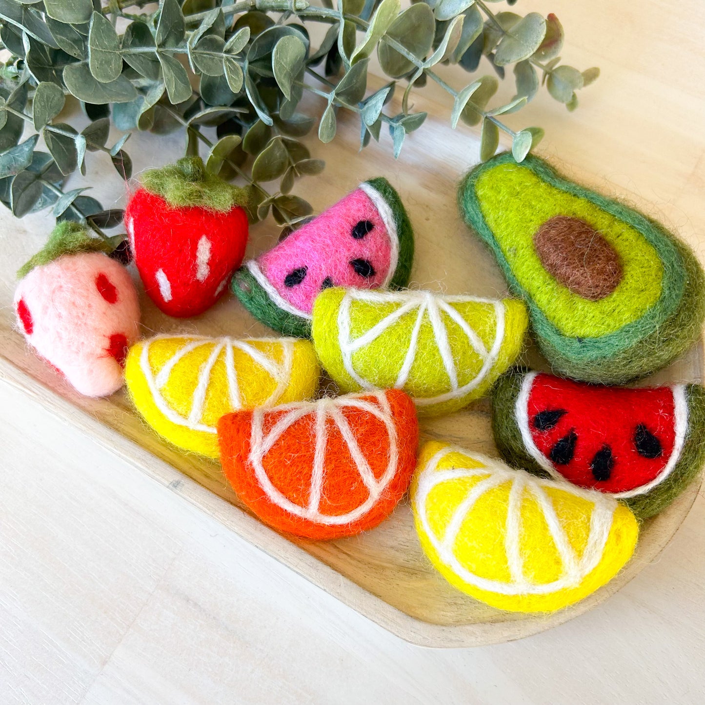 Fruits - Loose Felt Pieces - Sensory Play - Tiered Tray Decor