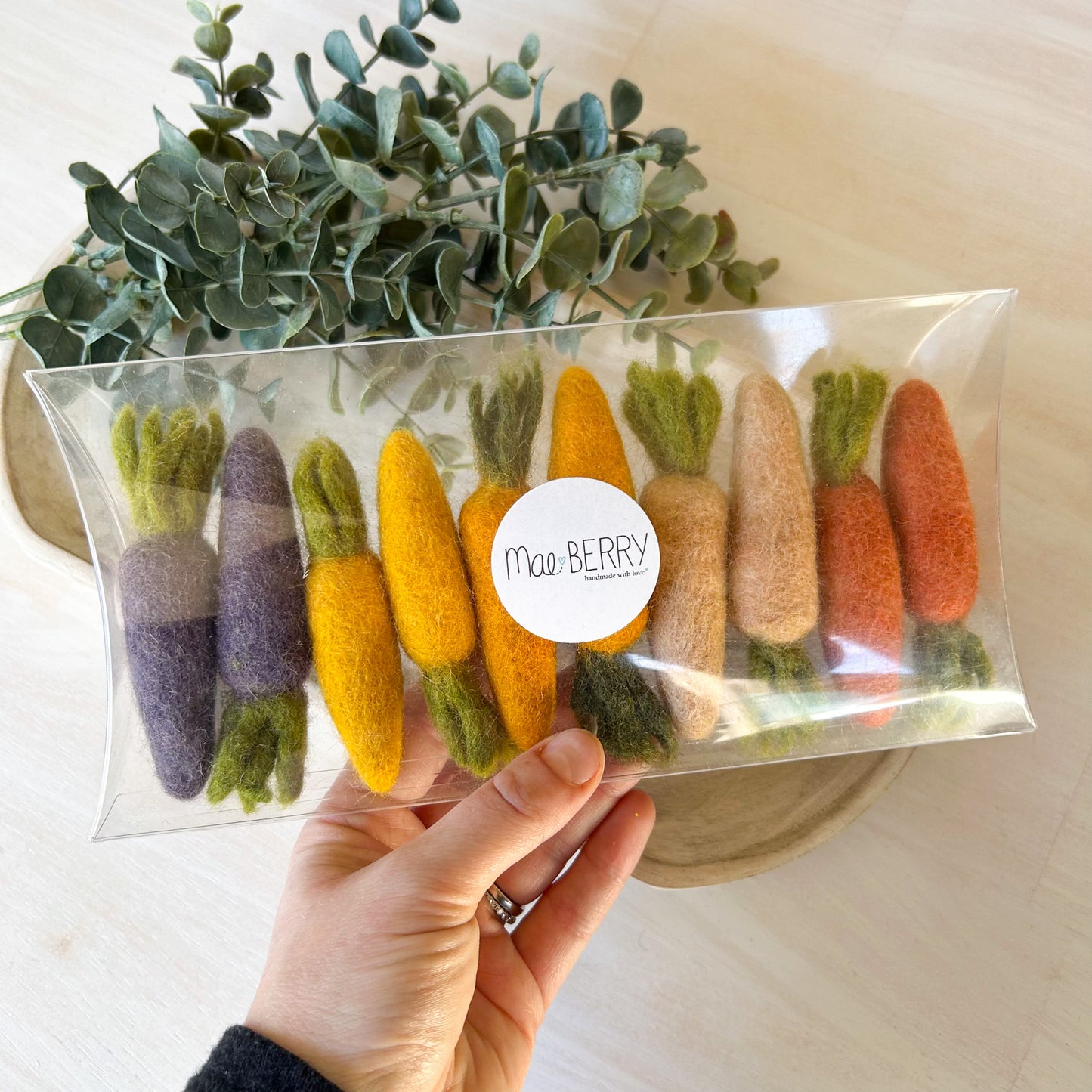 Rainbow Carrots - Loose Felt Pieces - Sensory Play - Tiered Tray Decor