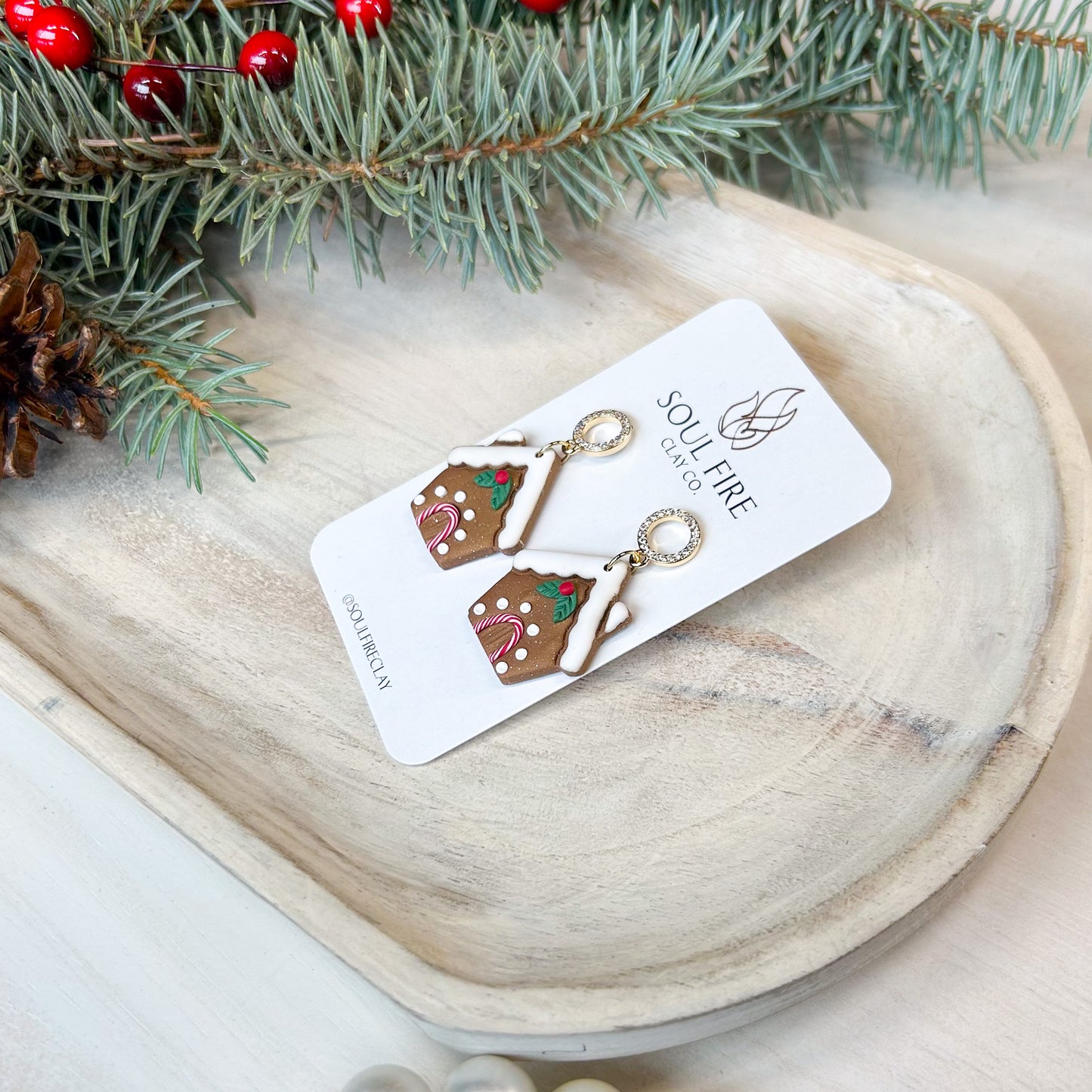 Gingerbread House - Christmas Statement Earrings