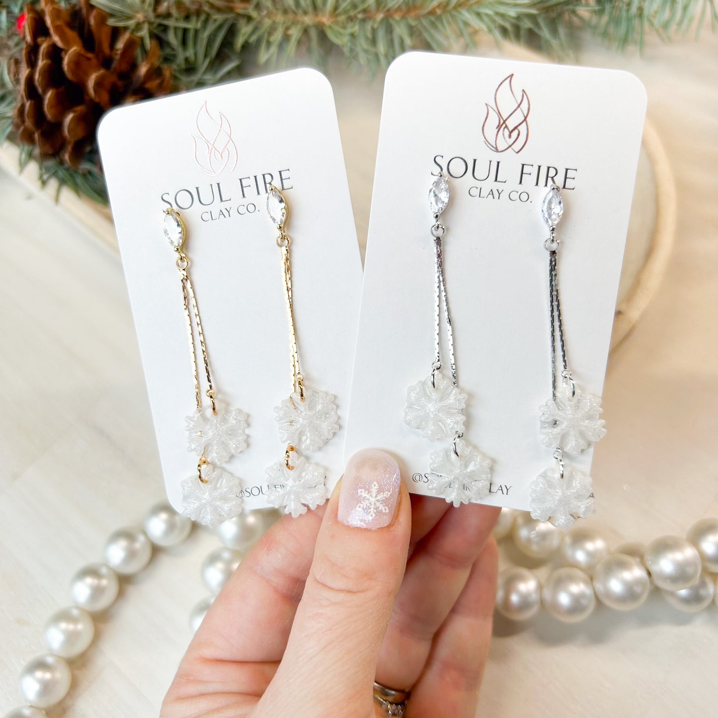 Blizzard - Snowflake Winter - Christmas Statement Earrings