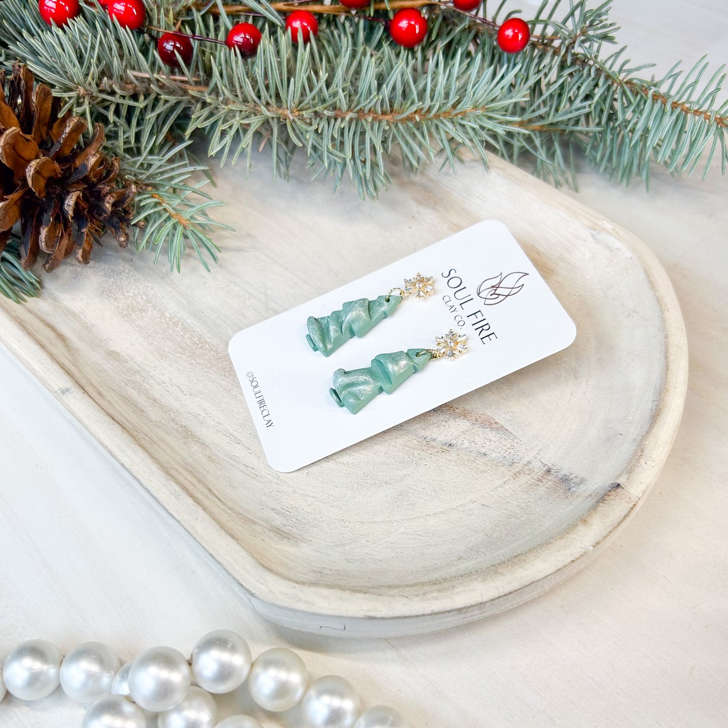 Draped Tree - Christmas Statement Earrings