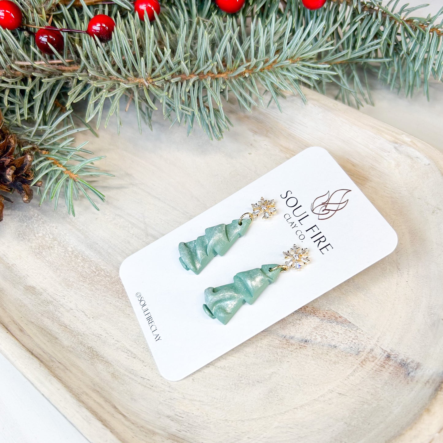 Draped Tree - Christmas Statement Earrings