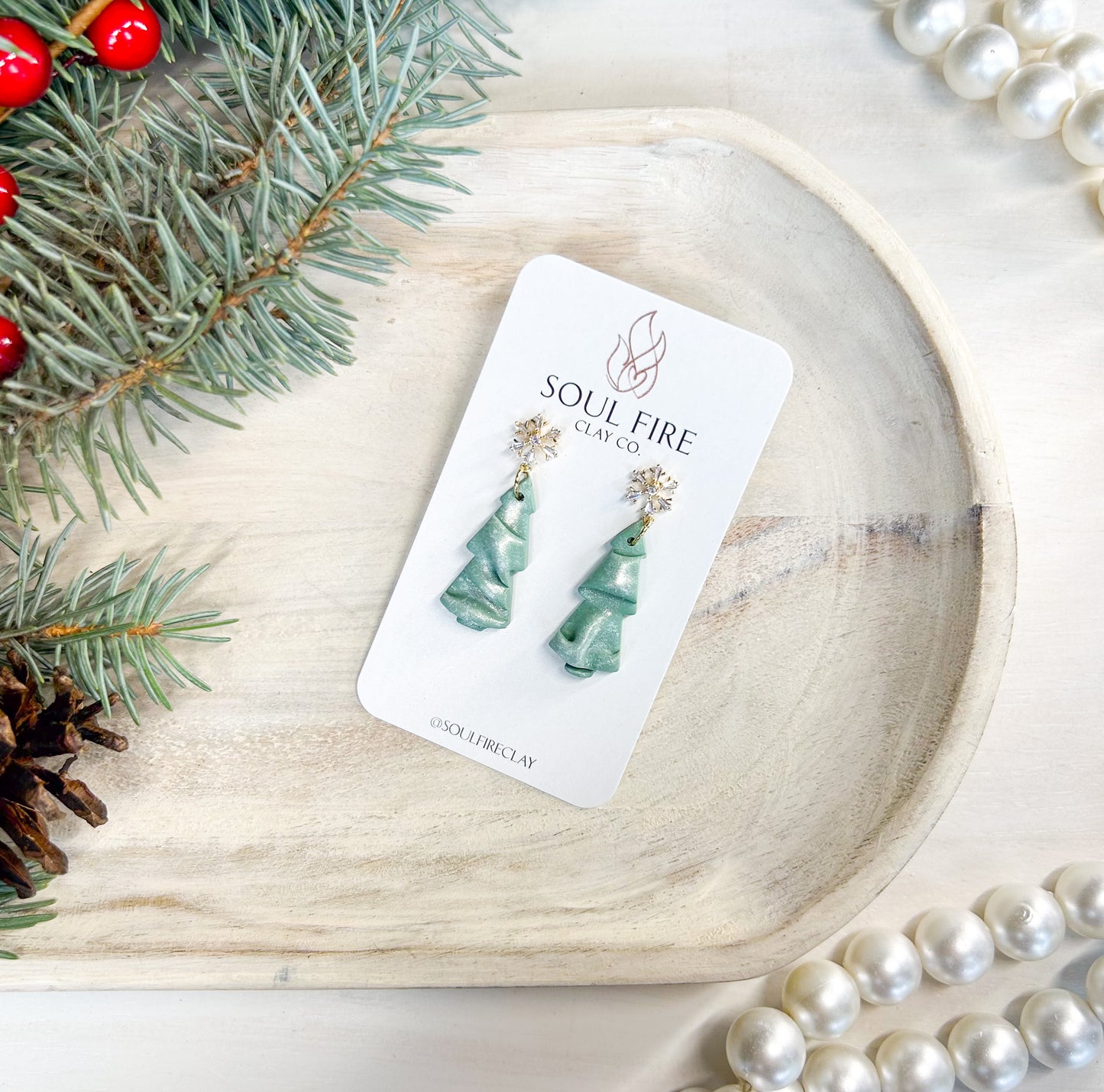 Draped Tree - Christmas Statement Earrings