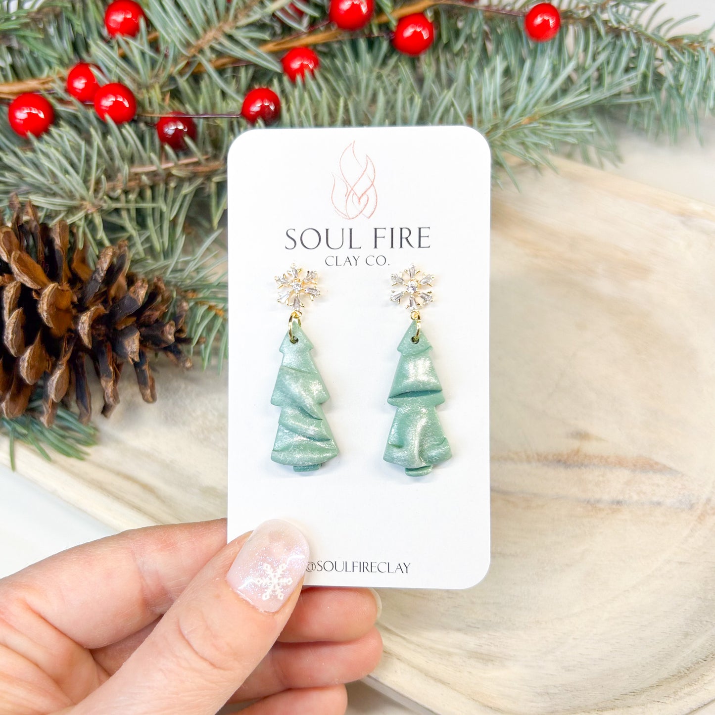 Draped Tree - Christmas Statement Earrings