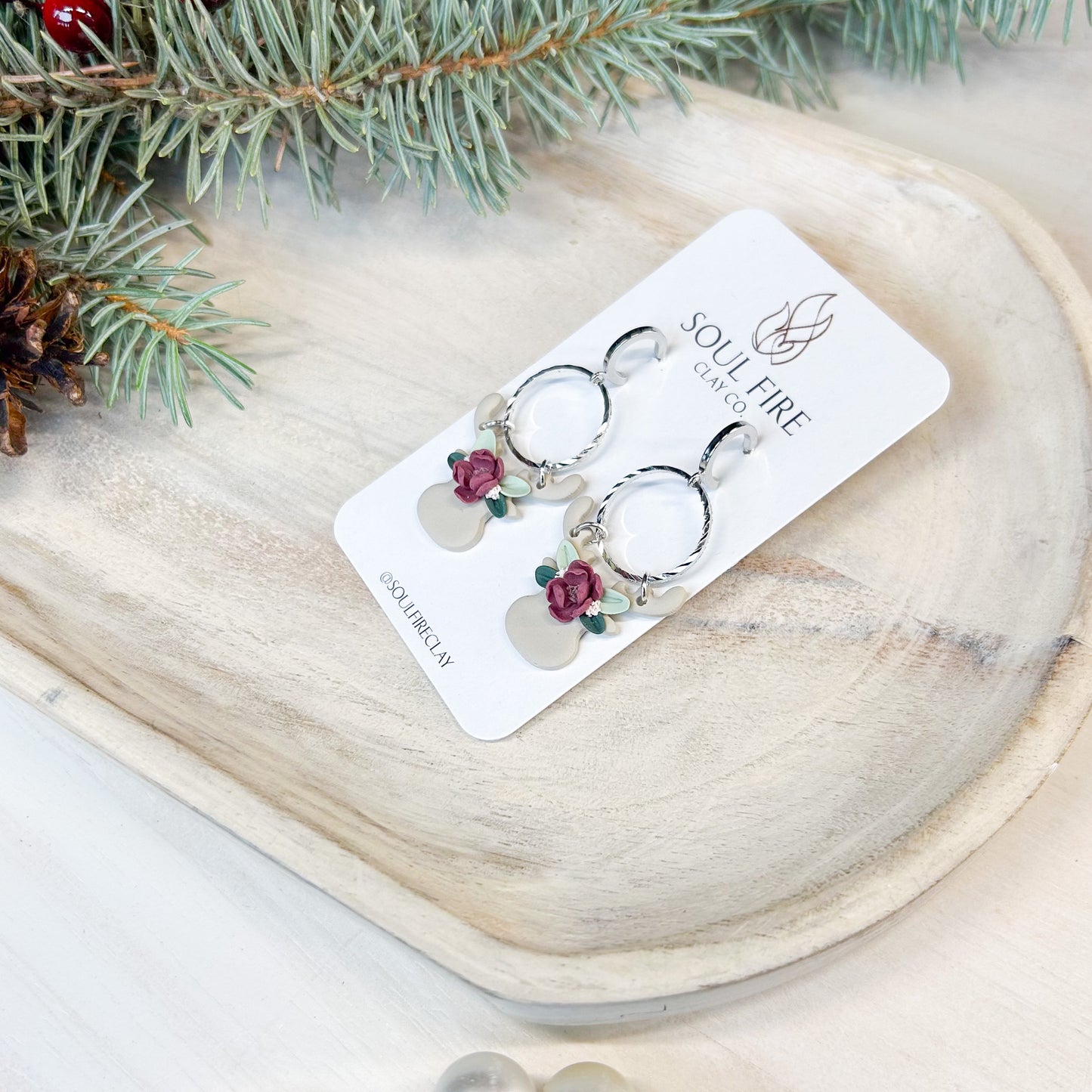 Floral Reindeer - Christmas Statement Earrings