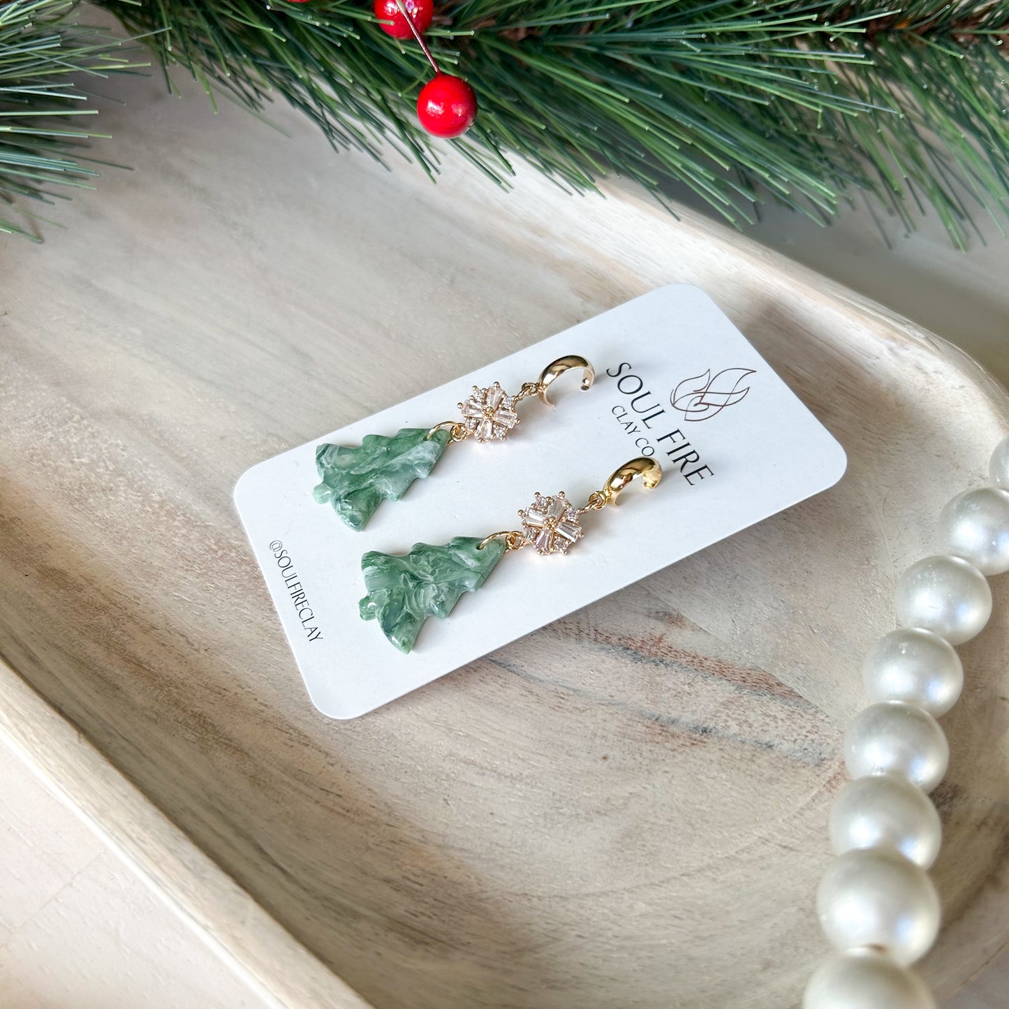 Marbled Tree - Christmas Statement Earrings