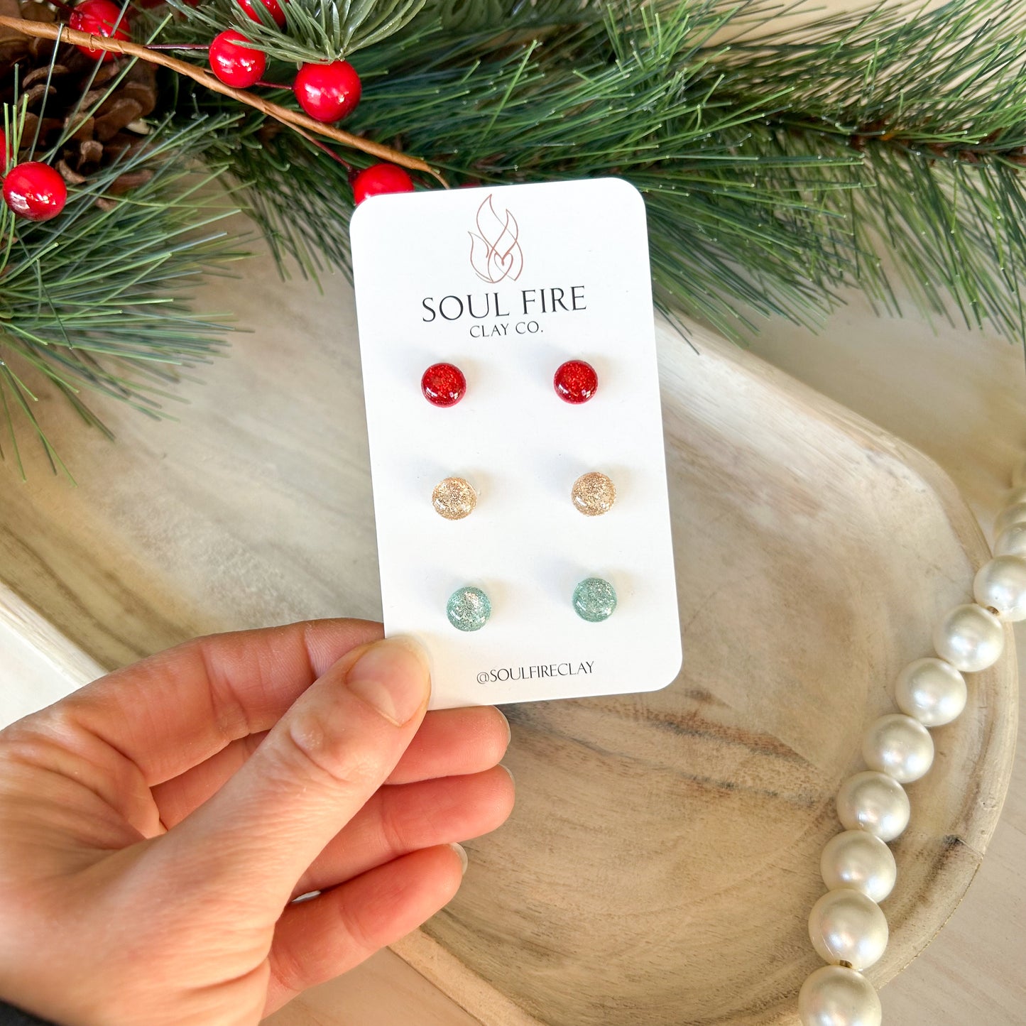 Glitter Ball Stud Set - Christmas Statement Earrings