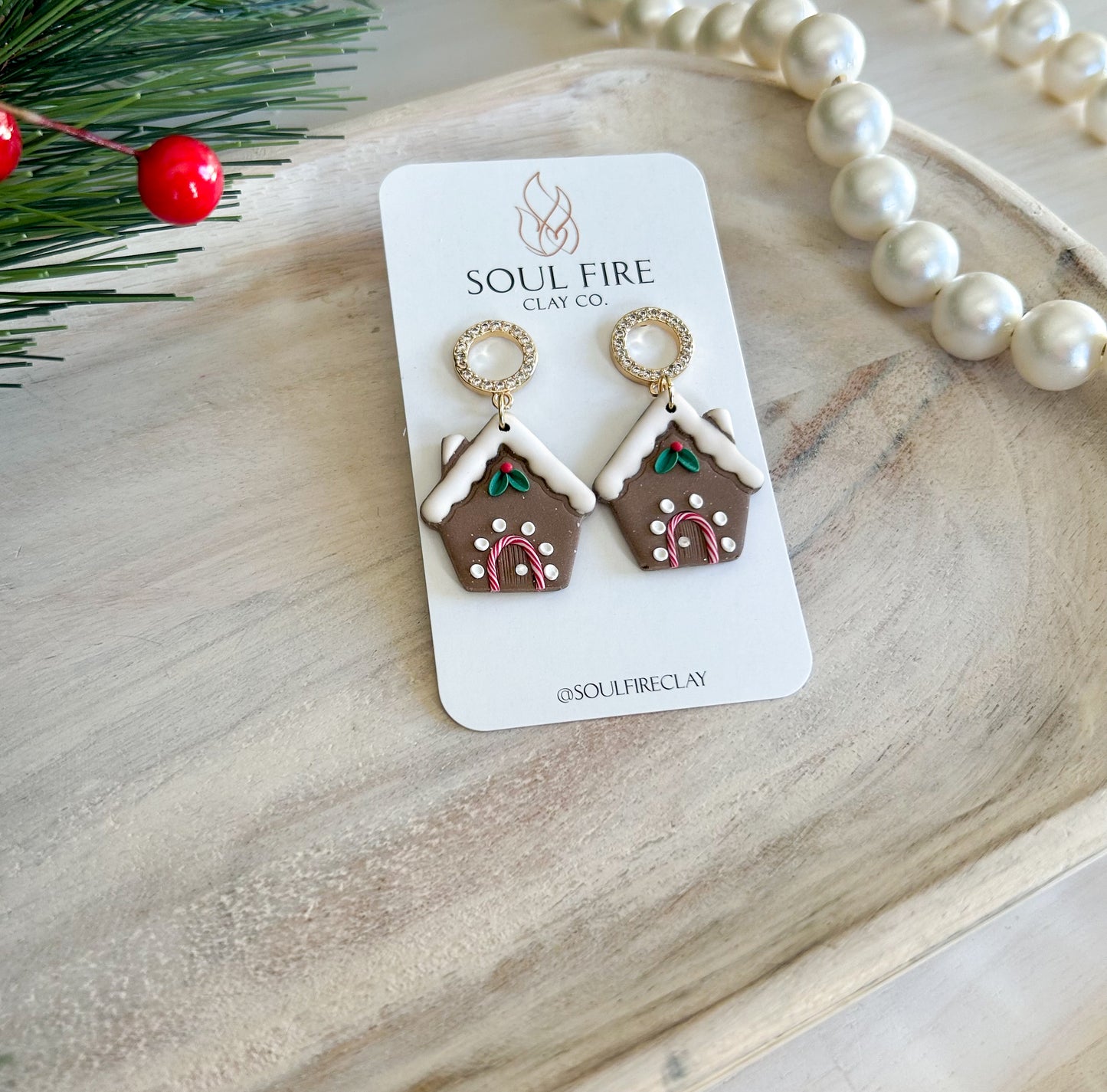 Classic Gingerbread House - Christmas Statement Earrings