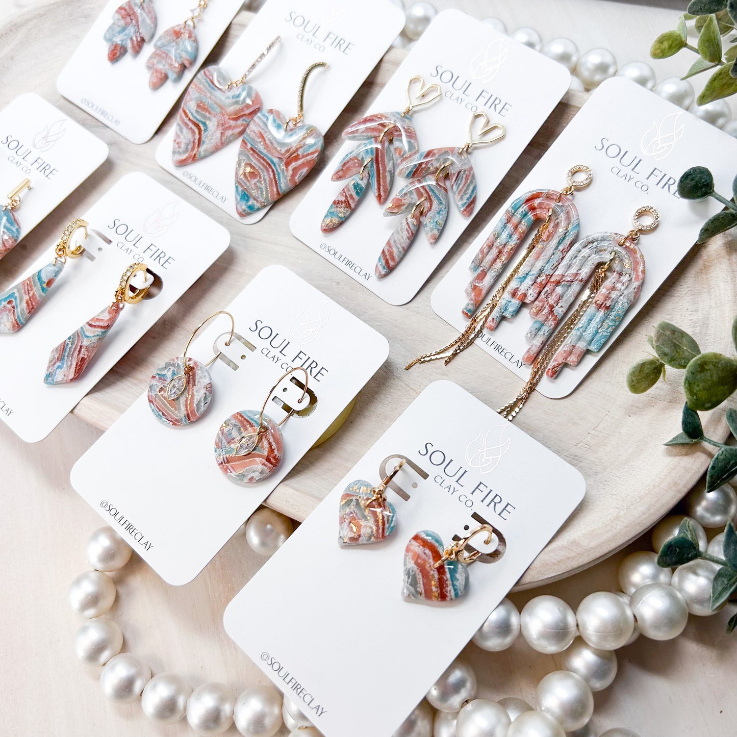 Boho Marble Drop Statement Earrings