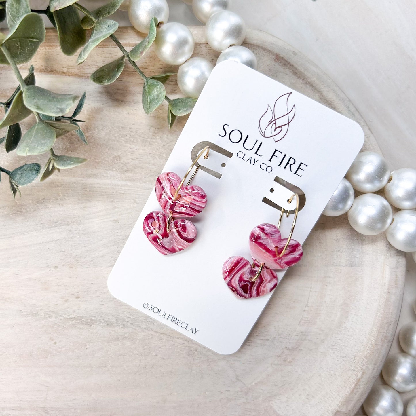 Marbled Pink & Red Statement Earrings