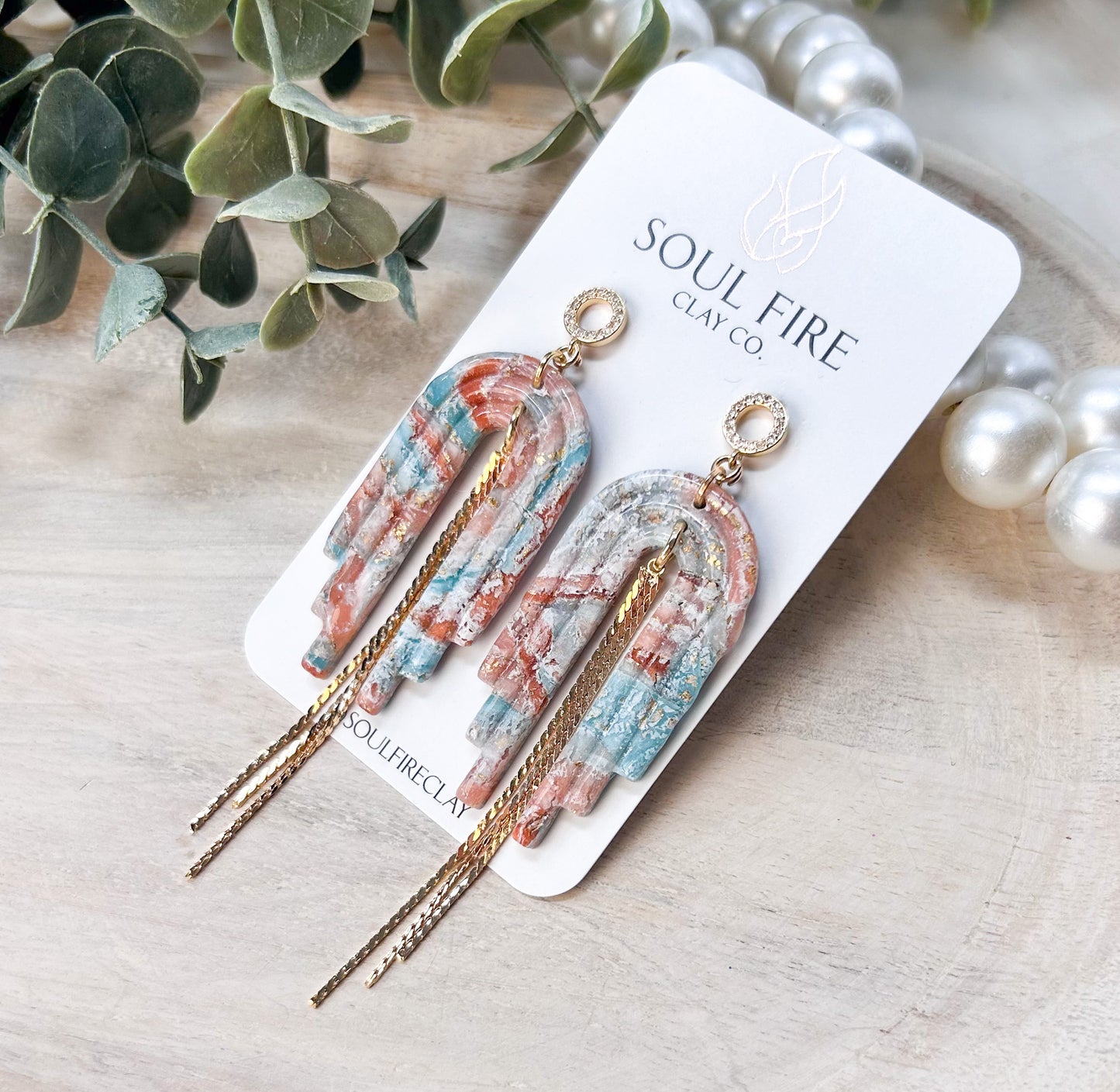 Boho Marble Drop Statement Earrings