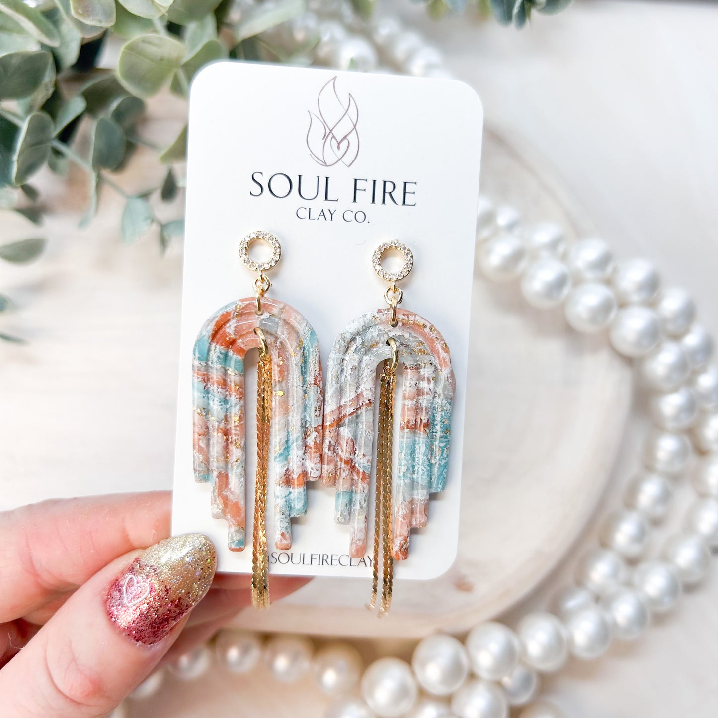 Boho Marble Drop Statement Earrings