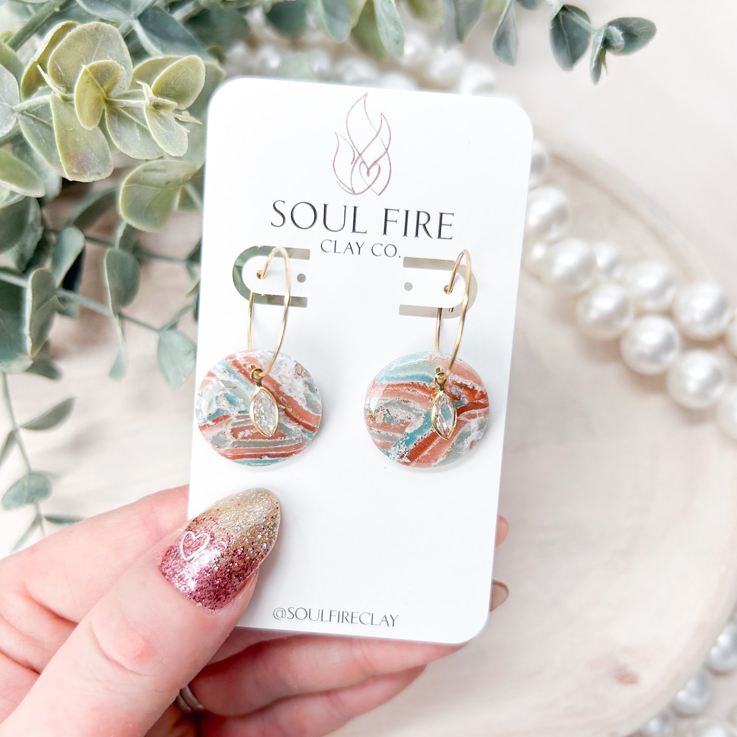 Boho Marble Drop Statement Earrings