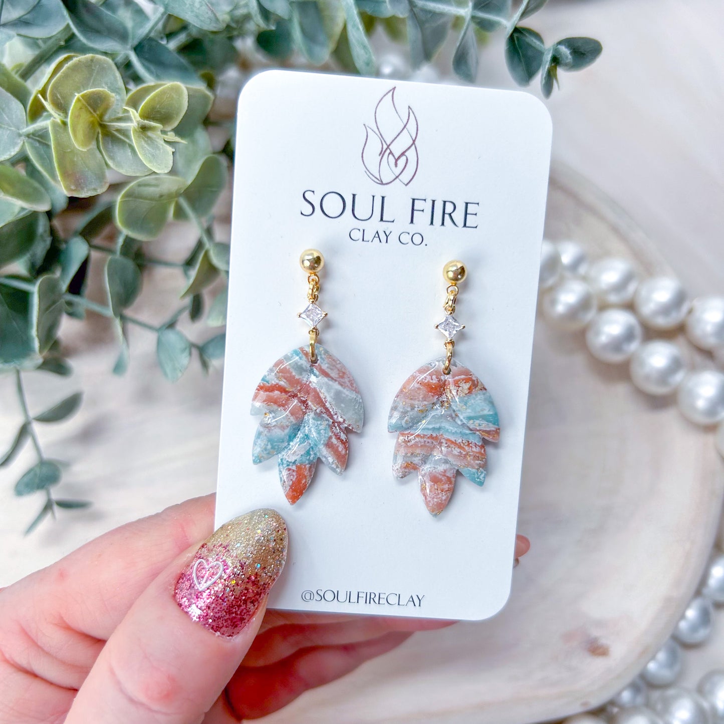Boho Marble Drop Statement Earrings