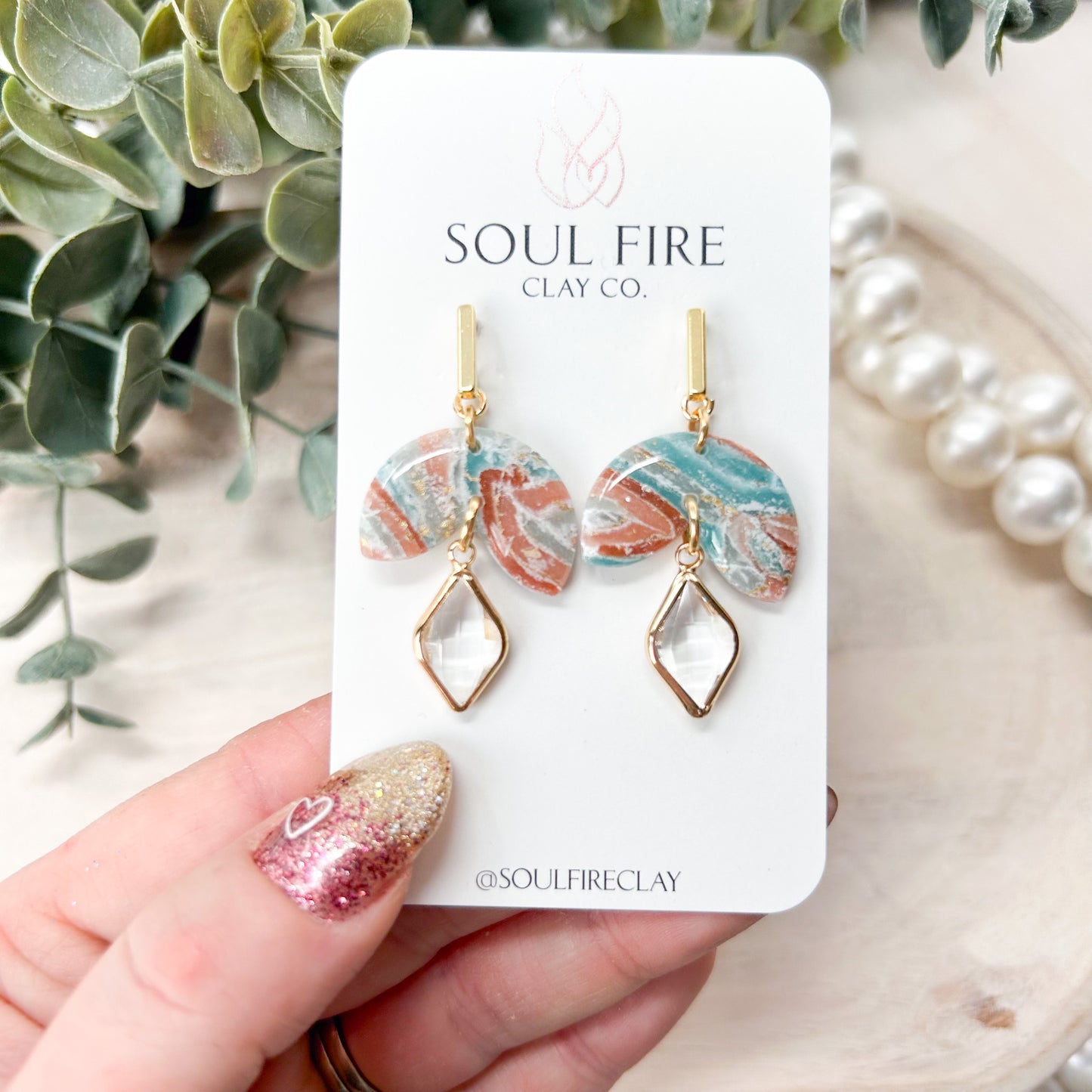 Boho Marble Drop Statement Earrings