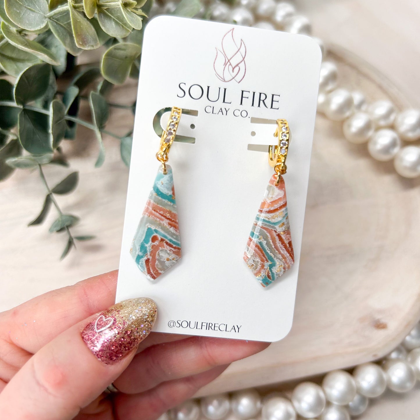 Boho Marble Drop Statement Earrings
