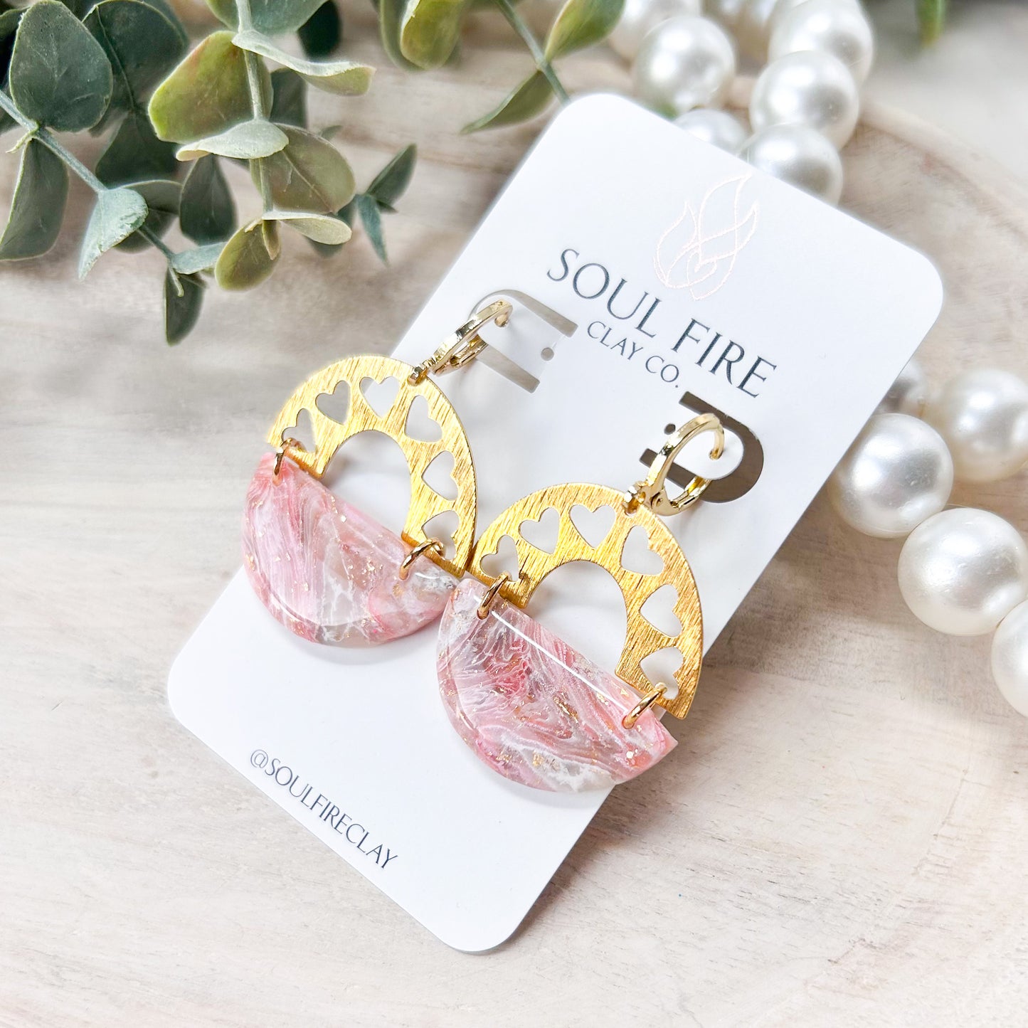 Marbled Heart Arch Statement Earrings