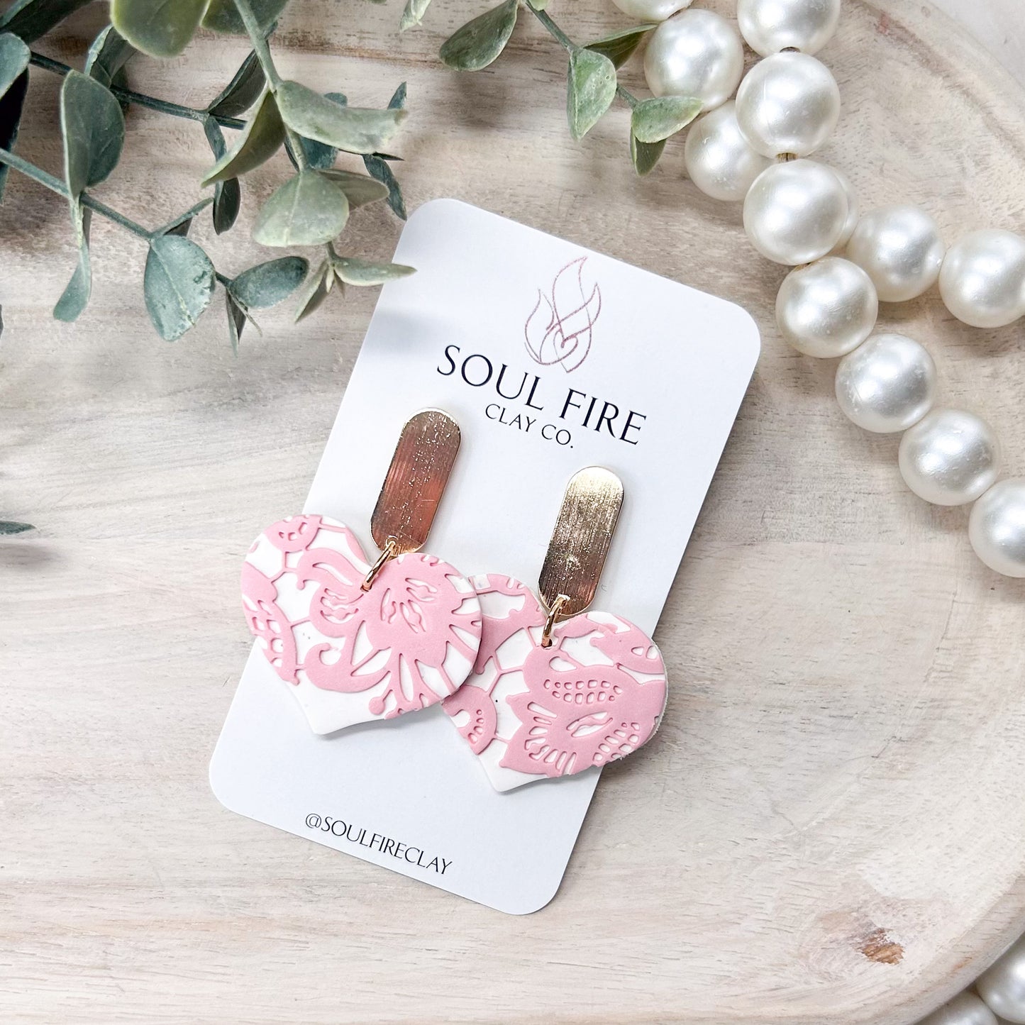 Lace Overlay Heart Statement Earrings