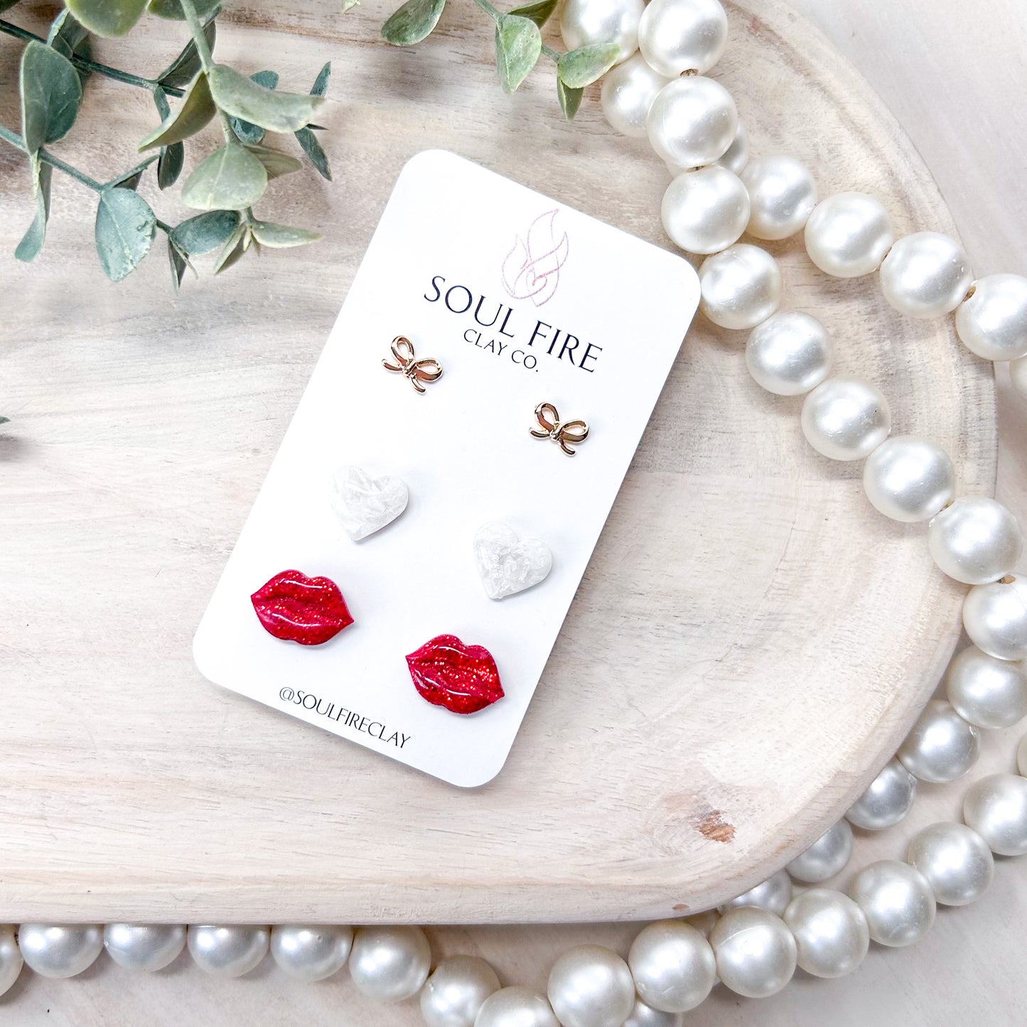 Glitter Lips & Gold Bows Statement Earrings