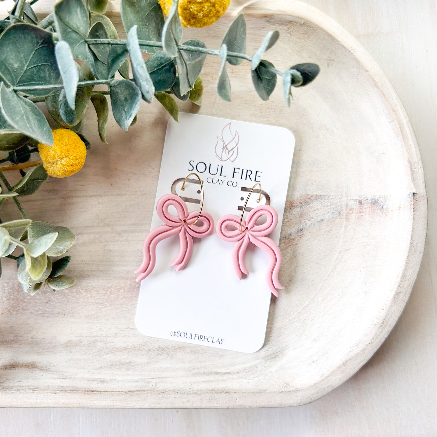 Pink Ribbon Bow Statement Earrings
