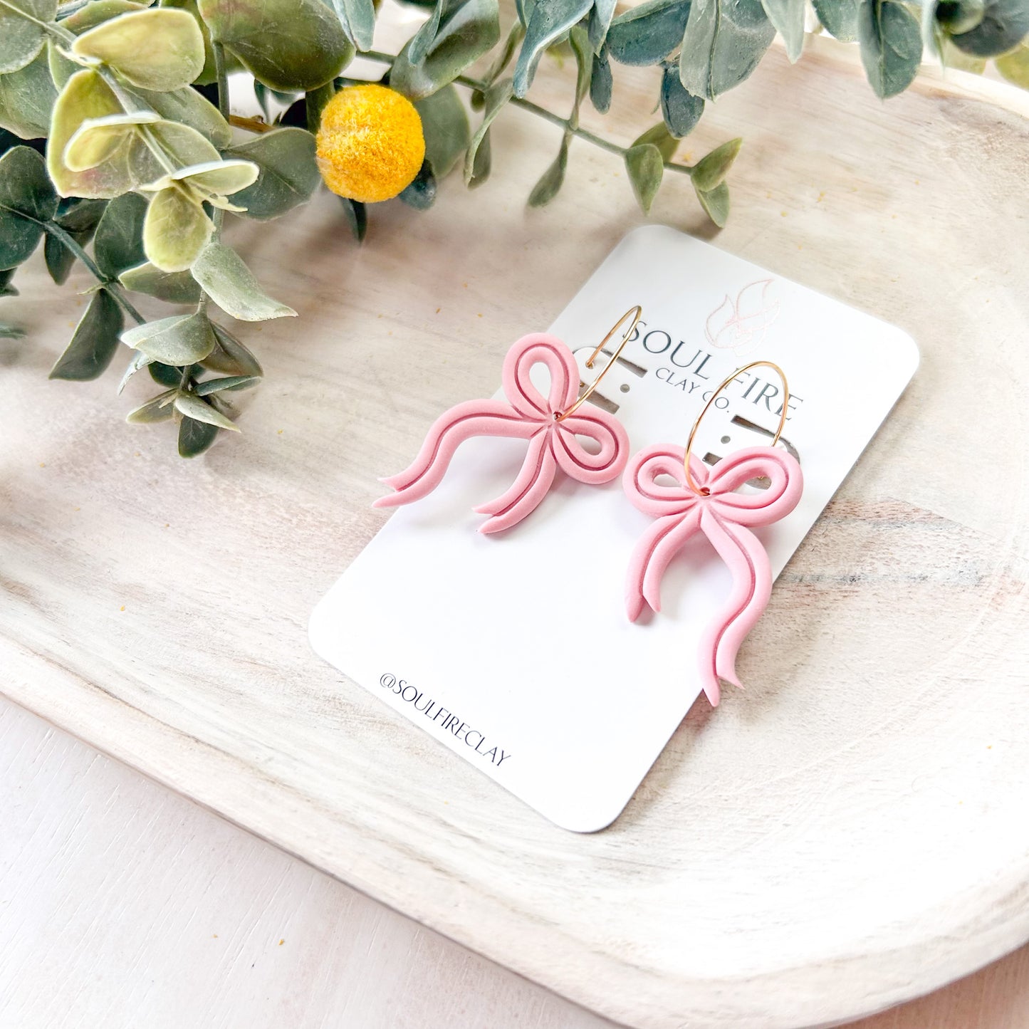Pink Ribbon Bow Statement Earrings