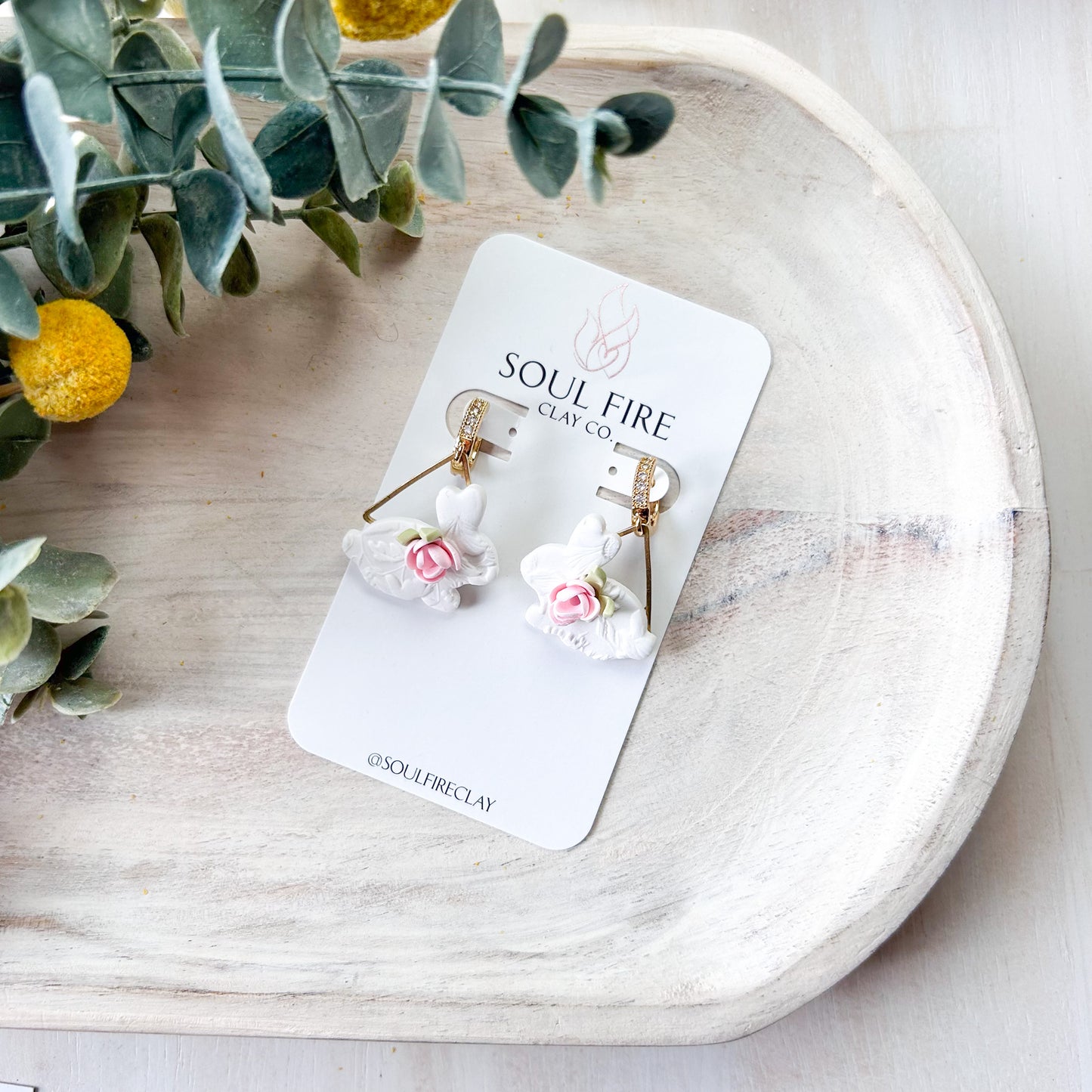 Rose Bunny Statement Earrings
