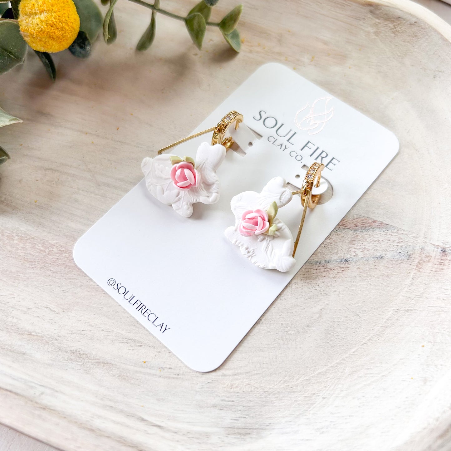Rose Bunny Statement Earrings