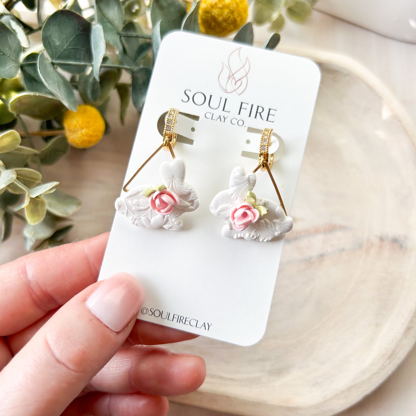 Rose Bunny Statement Earrings