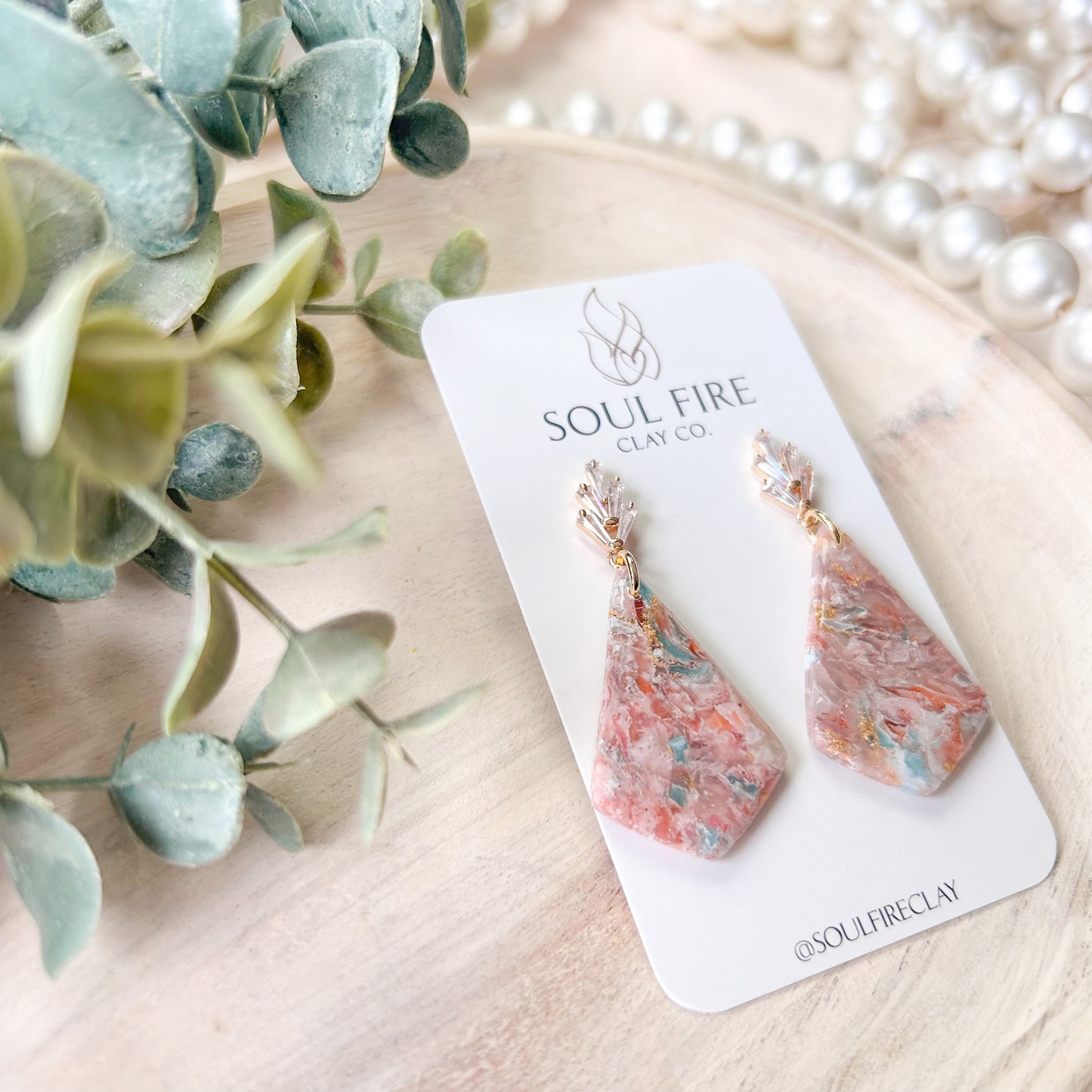 Diamond Bling Marble Statement Earrings