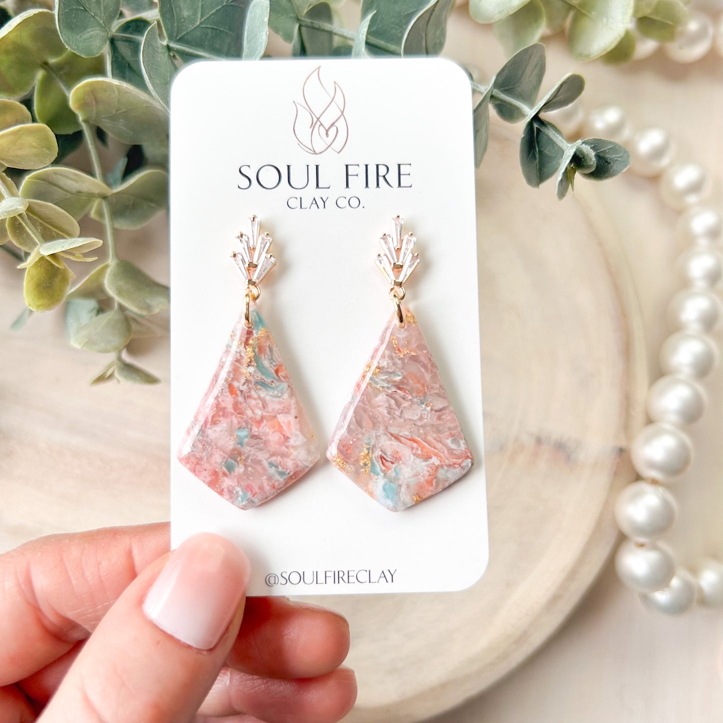 Diamond Bling Marble Statement Earrings